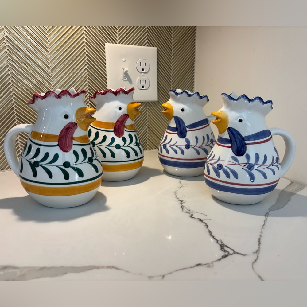 Colorful Rooster Ceramic Pitchers Set